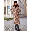 Women's Long Straight Coat with Decorative Belts & Collar