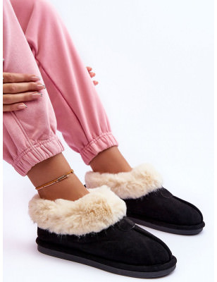 proEco-Friendly Suede Slippers - Fur Lined Winter Slippers for Women_Slippers for Women