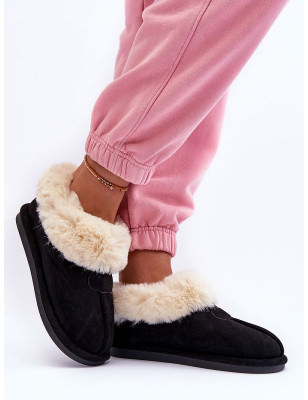 Eco-Friendly Suede Slippers - Fur Lined Winter Slippers for Women