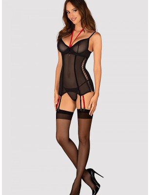 Glandez Black Corset Lingerie Set with Side Ties