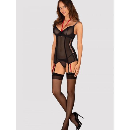 Glandez Black Corset Lingerie Set with Side Ties