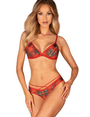 proMs Merillo Christmas Red Striped Lingerie Set_Erotic Lingerie Sets, Sexy Underwear Sets