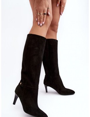 Laura Messi Knee-High Stilettos - Low Heel Suede Boots