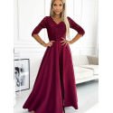 Numoco Burgundy Lace Maxi Dress - Elegant Evening Gown