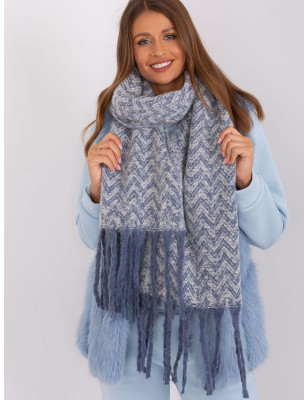 Geometric Pattern Scarf with Tassel Accents