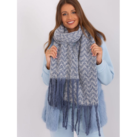 Geometric Pattern Scarf with Tassel Accents