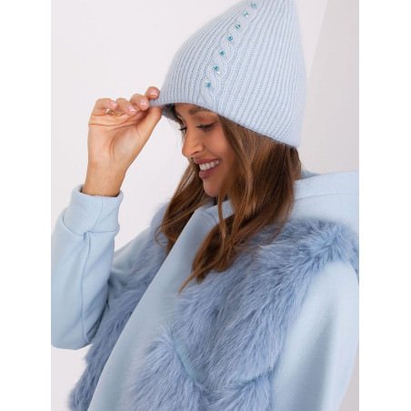 Braided Winter Hat Angora Blend Embellished Warm Cozy