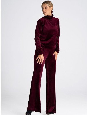 Women's High Rise Velvet Bell Bottom Pants