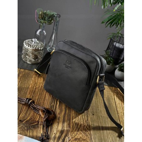 Naturally Aged Leather Shoulder Bag | Adjustable Strap & Compartments