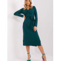 Heart Neckline Long Sleeve Tie Waist Dress