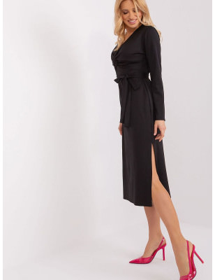 proHeart Neckline Long Sleeve Tie Waist Dress_Day Dresses