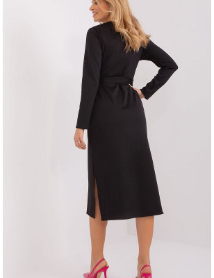 Heart Neckline Long Sleeve Tie Waist Dress