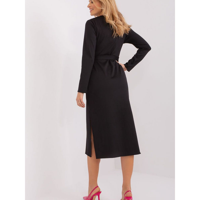 proHeart Neckline Long Sleeve Tie Waist Dress_Day Dresses