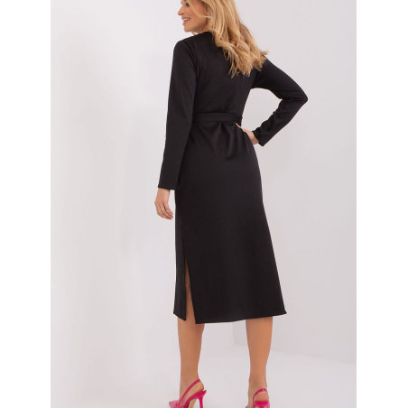 Heart Neckline Long Sleeve Tie Waist Dress