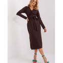 Heart Neckline Long Sleeve Tie Waist Dress