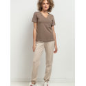 Slim Fit V Neck Blouse with Decorative Pleat