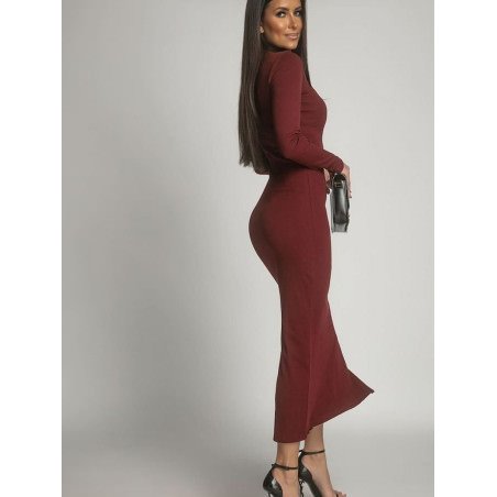 Maroon Maxi Dress, Long Sleeve Turtleneck Dress for Women