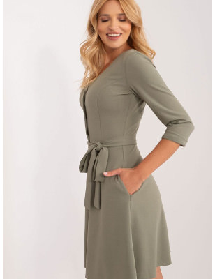 Flared Elegance Dress, A-Line Silhouette, Three-Quarter Sleeves