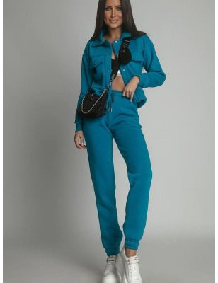 proTurquoise Insulated Women's Bomber Jacket & Sweatpants Set_Pants, Trousers, Shorts