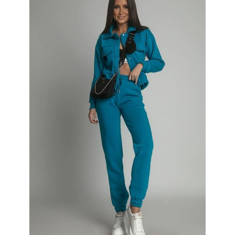 proTurquoise Insulated Women's Bomber Jacket & Sweatpants Set_Pants, Trousers, Shorts