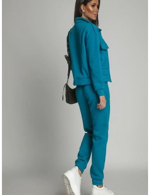 Turquoise Insulated Women's Bomber Jacket & Sweatpants Set