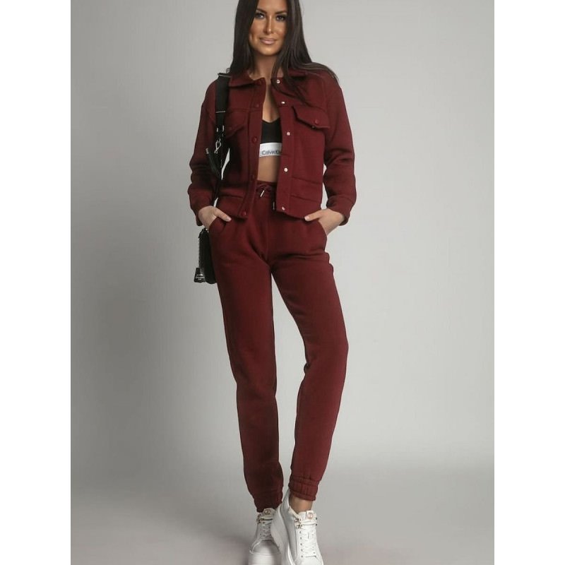 proMaroon Insulated Women's Bomber Jacket & Sweatpants Set_Pants, Trousers, Shorts