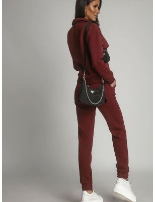 Maroon Insulated Women's Bomber Jacket & Sweatpants Set