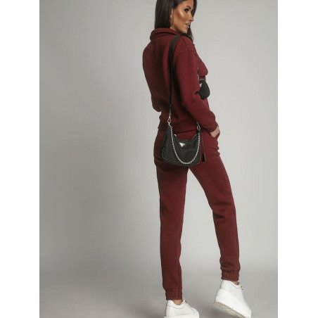 Maroon Insulated Women's Bomber Jacket & Sweatpants Set