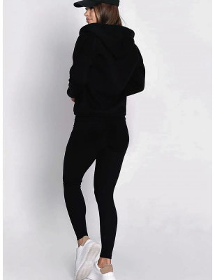 Black Women's 3-Piece Set - Elastic Top, Leggings & Hoodie