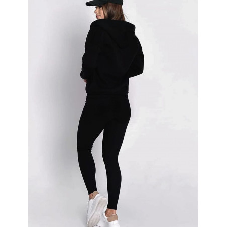 Black Women's 3-Piece Set - Elastic Top, Leggings & Hoodie