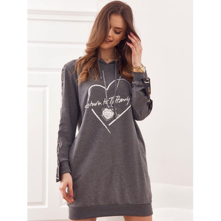 proDark Gray Sporty Mini Dress with Hood_Day Dresses