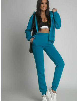 proTurquoise Unbuttoned Women's Fleece Tracksuit_Pants, Trousers, Shorts