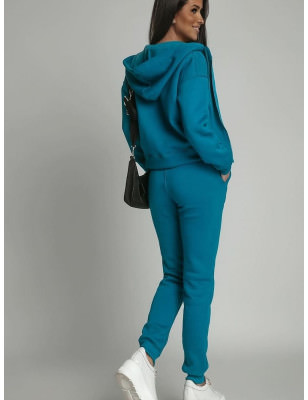 Turquoise Unbuttoned Women's Fleece Tracksuit