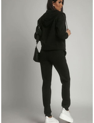 Black Women's Unbuttoned Fleece Lined Tracksuit