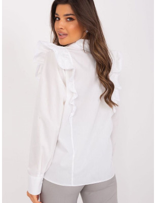 Classic Cotton Shirt for Women - Elegant Long Sleeve Blouse with Lace Detail