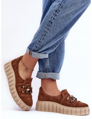 Women's Platform Slip-On Leather Shoes