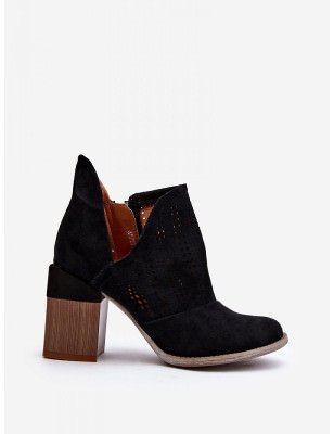 Women's Eco-Suede Boots Openwork Cutout Zippered Closure