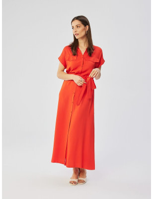 proViscose Maxi Dress, Button-Down Design, Flowy Style_Day Dresses