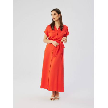 proViscose Maxi Dress, Button-Down Design, Flowy Style_Day Dresses