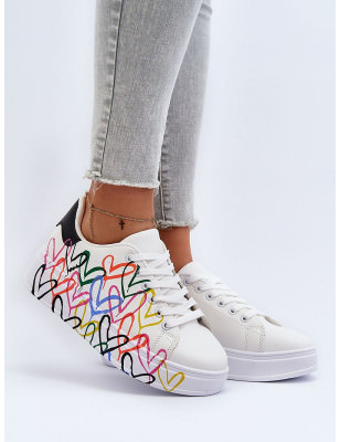 proEco Leather Platform Sneakers with Heart Design_Women`s Athletic Shoes, Trainers, Sneakers