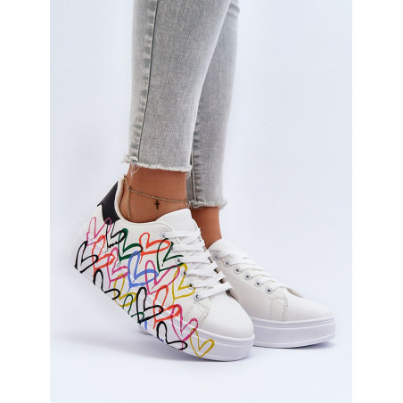 proEco Leather Platform Sneakers with Heart Design_Women`s Athletic Shoes, Trainers, Sneakers