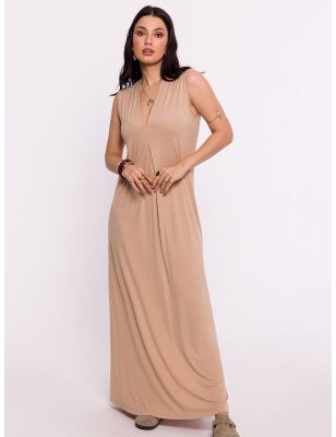 Polish Maxi Dress, V-Neck Overlap Design