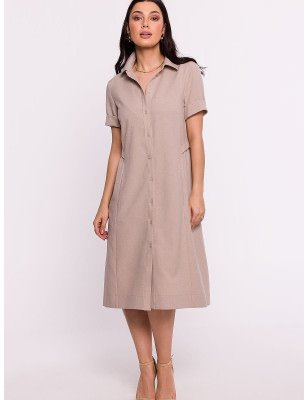 Polish Shirt Dress Over-the-Knee Comfortable Pockets