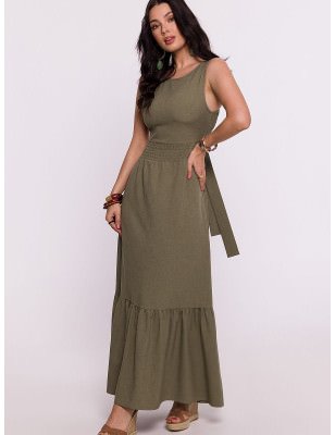 Polish Maxi Dress Open Back Fitted Waist Flowy Silhouette