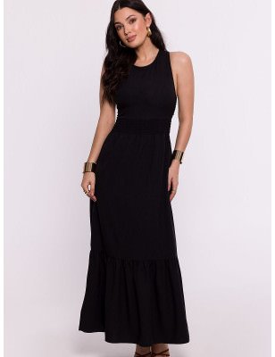 Polish Maxi Dress Open Back Fitted Waist Flowy Silhouette