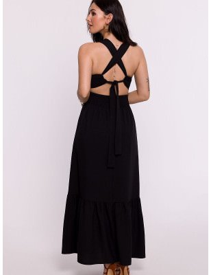 Polish Maxi Dress Open Back Fitted Waist Flowy Silhouette