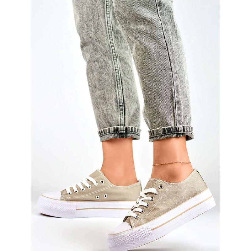 proWomen's Beige Sneakers - Comfortable Lace-Up Shoes_Women`s Athletic Shoes, Trainers, Sneakers