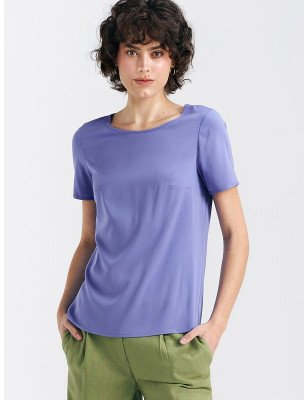 Purple Viscose Blouse Boat Neck Short Sleeves