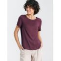 Elegant Plum Viscose Blouse Boat Neck Short Sleeves