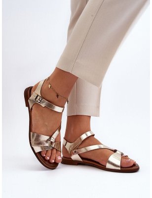 Women's Flat Leather Sandals Adjustable Buckle Comfort